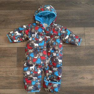 Columbia Baby Bunting Snow Suit Size 3-6 Months Multicolor Gray Red Blue Animal